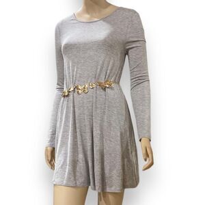 Lightweight Casual Wear Long Sleeve Round Neckline Tunic Dress Top